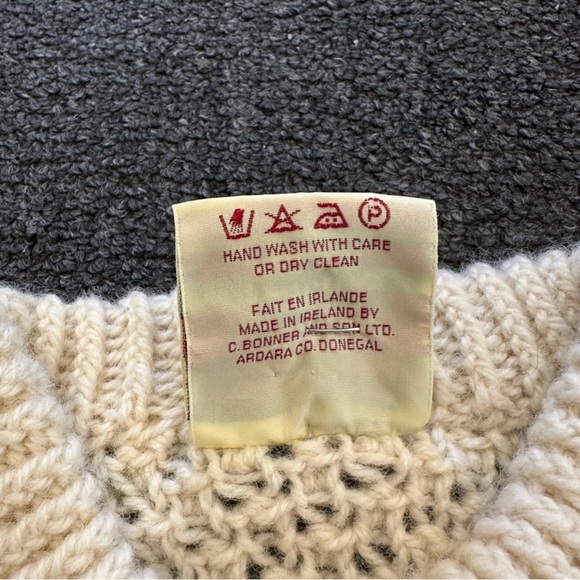 Vintage Bonner of Ireland Wool Cream Hand Knit Fisherman Sweater - Picture 5 of 5